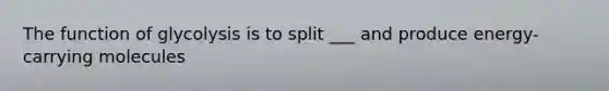 The function of glycolysis is to split ___ and produce energy-carrying molecules