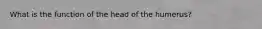 What is the function of the head of the humerus?