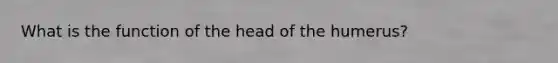 What is the function of the head of the humerus?