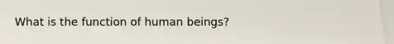What is the function of human beings?