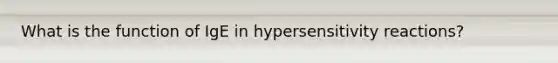 What is the function of IgE in hypersensitivity reactions?