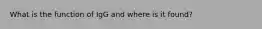 What is the function of IgG and where is it found?