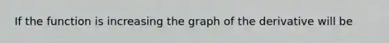 If the function is increasing the graph of the derivative will be