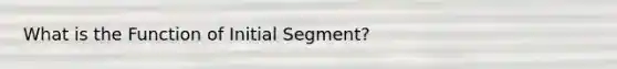 What is the Function of Initial Segment?