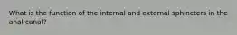 What is the function of the internal and external sphincters in the anal canal?