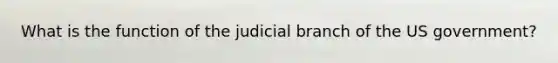 What is the function of the judicial branch of the US government?