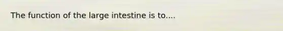 The function of the large intestine is to....