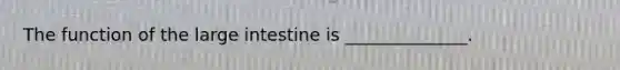 The function of the large intestine is ______________.