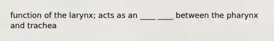 function of the larynx; acts as an ____ ____ between the pharynx and trachea