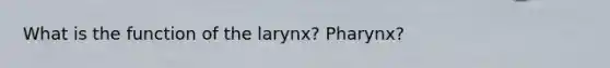 What is the function of the larynx? Pharynx?