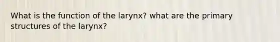 What is the function of the larynx? what are the primary structures of the larynx?