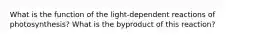 What is the function of the light-dependent reactions of photosynthesis? What is the byproduct of this reaction?