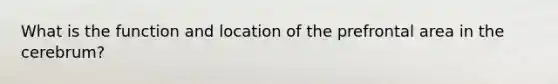 What is the function and location of the prefrontal area in the cerebrum?