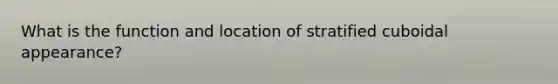 What is the function and location of stratified cuboidal appearance?