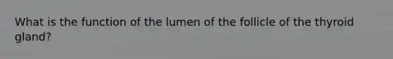 What is the function of the lumen of the follicle of the thyroid gland?