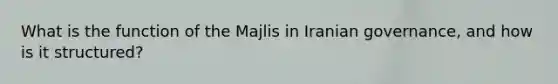 What is the function of the Majlis in Iranian governance, and how is it structured?