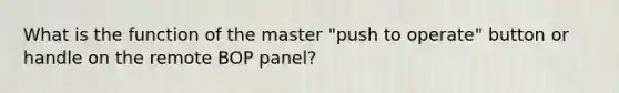 What is the function of the master "push to operate" button or handle on the remote BOP panel?