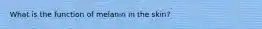 What is the function of melanin in the skin?