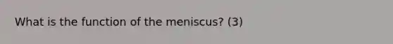 What is the function of the meniscus? (3)