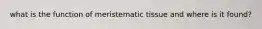 what is the function of meristematic tissue and where is it found?