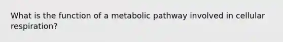 What is the function of a metabolic pathway involved in cellular respiration?