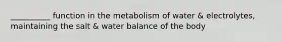 __________ function in the metabolism of water & electrolytes, maintaining the salt & water balance of the body