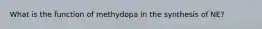 What is the function of methydopa in the synthesis of NE?