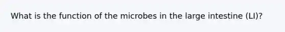 What is the function of the microbes in the <a href='https://www.questionai.com/knowledge/kGQjby07OK-large-intestine' class='anchor-knowledge'>large intestine</a> (LI)?