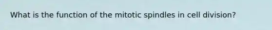 What is the function of the mitotic spindles in cell division?