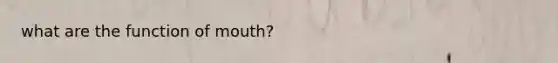 what are the function of mouth?