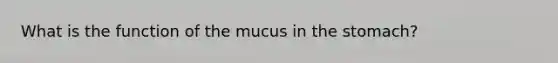 What is the function of the mucus in <a href='https://www.questionai.com/knowledge/kLccSGjkt8-the-stomach' class='anchor-knowledge'>the stomach</a>?