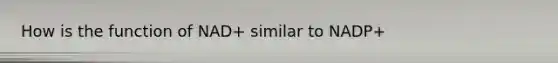 How is the function of NAD+ similar to NADP+