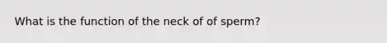 What is the function of the neck of of sperm?