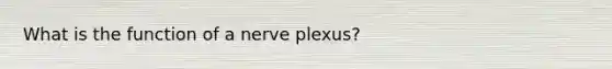 What is the function of a nerve plexus?