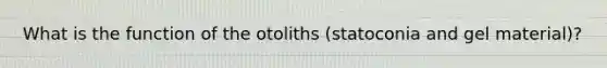 What is the function of the otoliths (statoconia and gel material)?