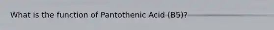 What is the function of Pantothenic Acid (B5)?