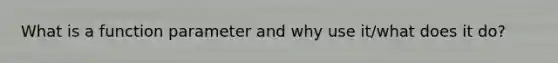 What is a function parameter and why use it/what does it do?