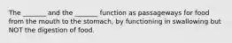 The _______ and the _______ function as passageways for food from the mouth to the stomach, by functioning in swallowing but NOT the digestion of food.