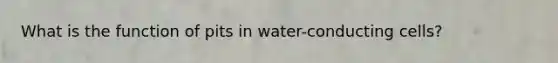 What is the function of pits in water-conducting cells?