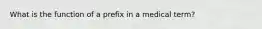 What is the function of a prefix in a medical term?