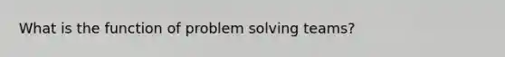 What is the function of problem solving teams?