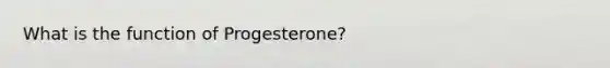 What is the function of Progesterone?