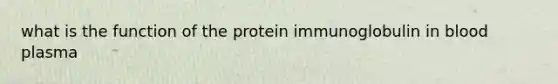 what is the function of the protein immunoglobulin in blood plasma