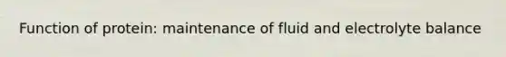 Function of protein: maintenance of fluid and electrolyte balance