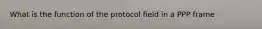 What is the function of the protocol field in a PPP frame