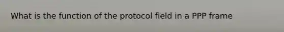 What is the function of the protocol field in a PPP frame