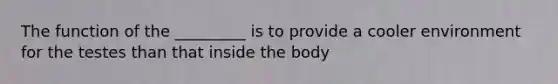 The function of the _________ is to provide a cooler environment for the testes than that inside the body