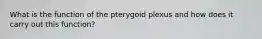 What is the function of the pterygoid plexus and how does it carry out this function?