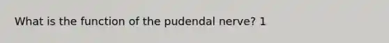 What is the function of the pudendal nerve? 1