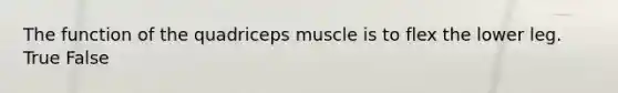 The function of the quadriceps muscle is to flex the lower leg. True False